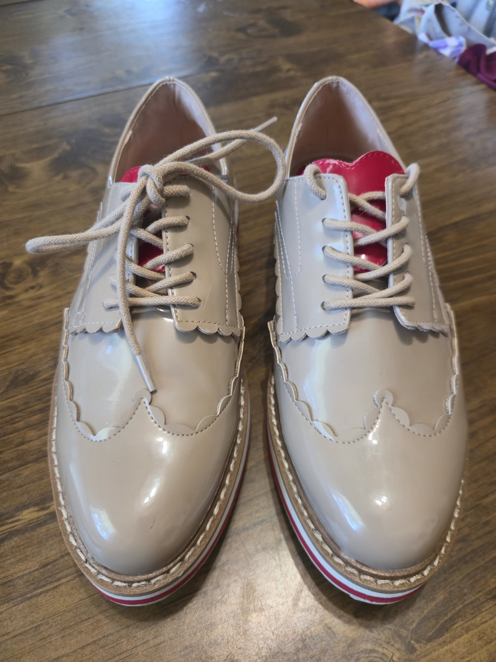 Zara Women’s patent wingtip/brogue platform Oxford shoes.